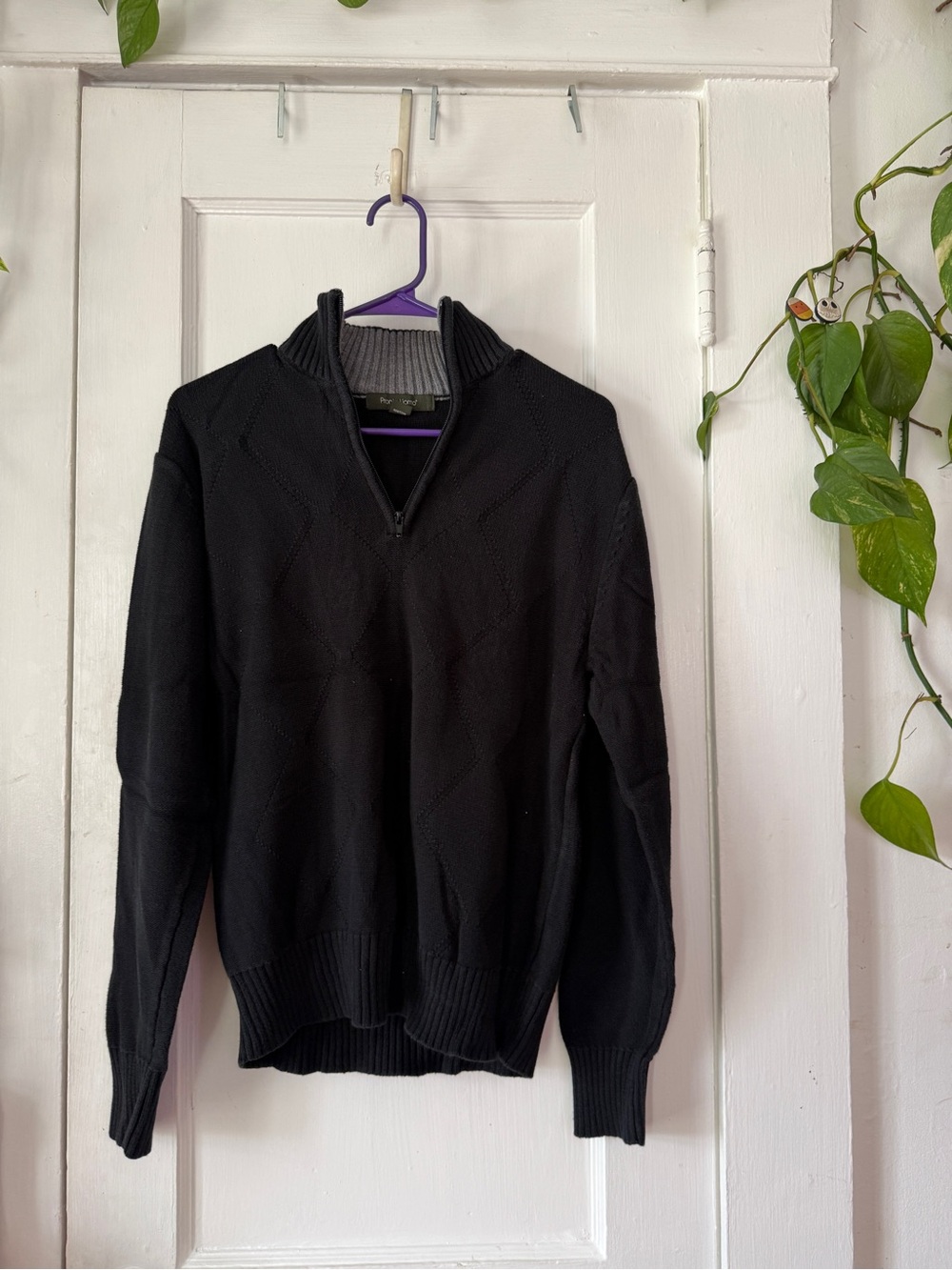 pronto Uomo size M Men's Black Quarter-Zip Knit Sweater
